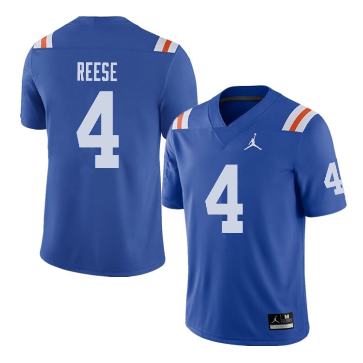 Men's NCAA Florida Gators David Reese #4 Stitched Authentic Alternate Jordan Brand Royal Throwback College Football Jersey PPM0565BW